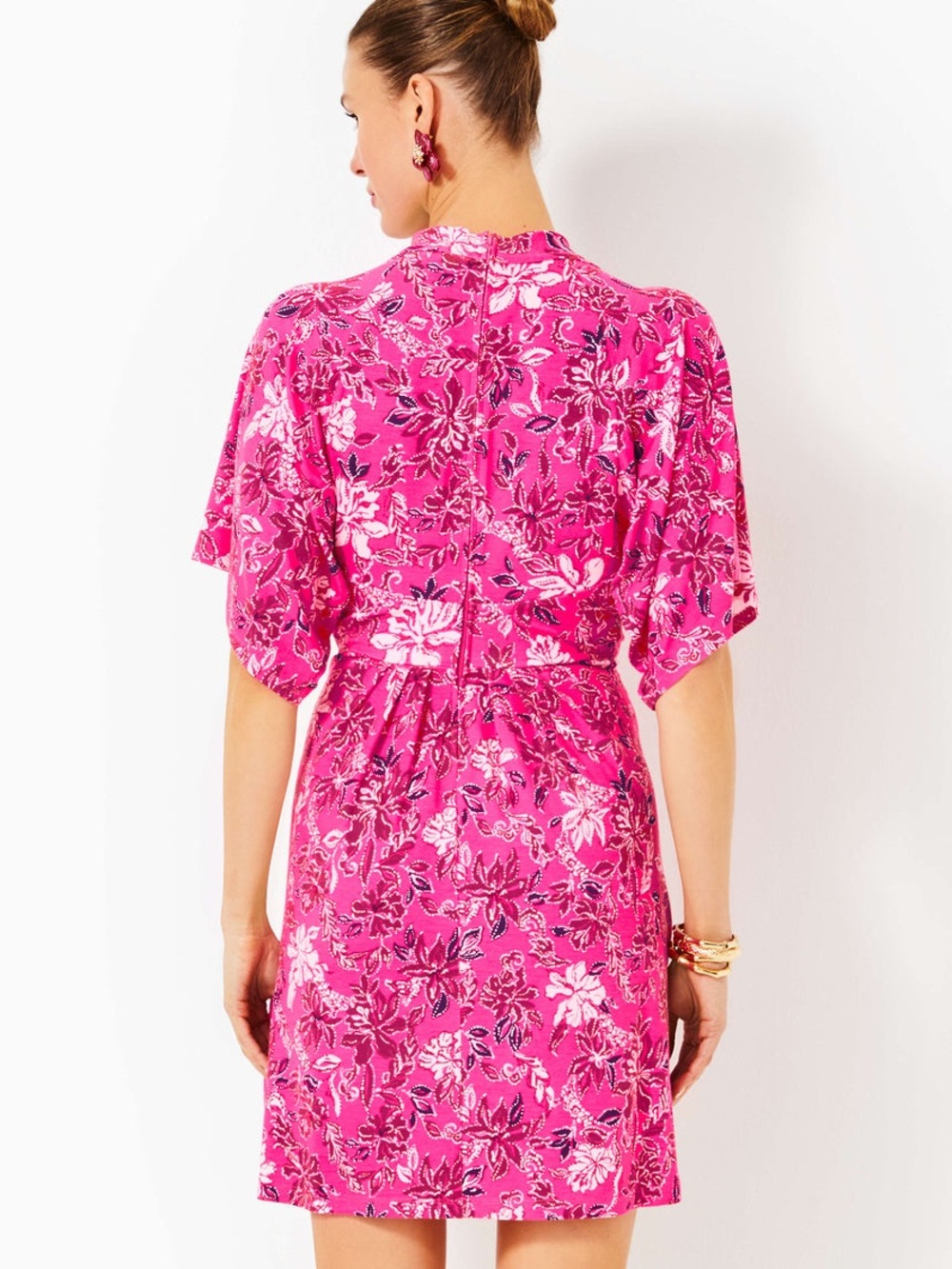 Lilly Pulitzer Wisteria Dress Women 14 Pink Giraffic Park NWOT V-Neck Tie - Picture 3 of 12